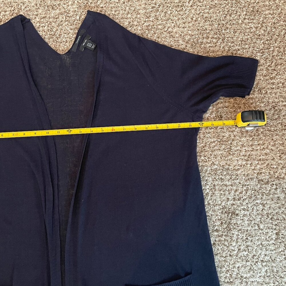 Size 1X Tahari 100% linen dark navy cardigan - Picture 2 of 8